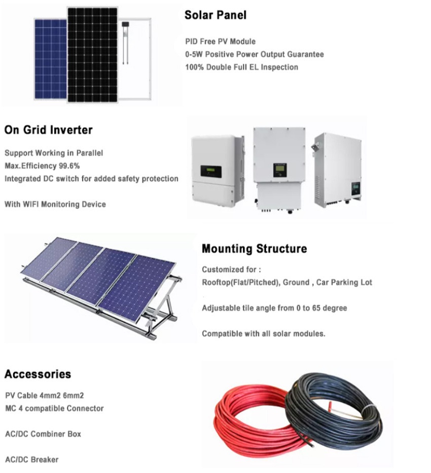 5kw on grid solar system kit