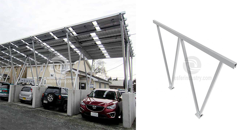 Zeichnung der Solarpanel-Montagestruktur für Garage, Carport